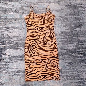 Fashion nova- Tan zebra midi dress